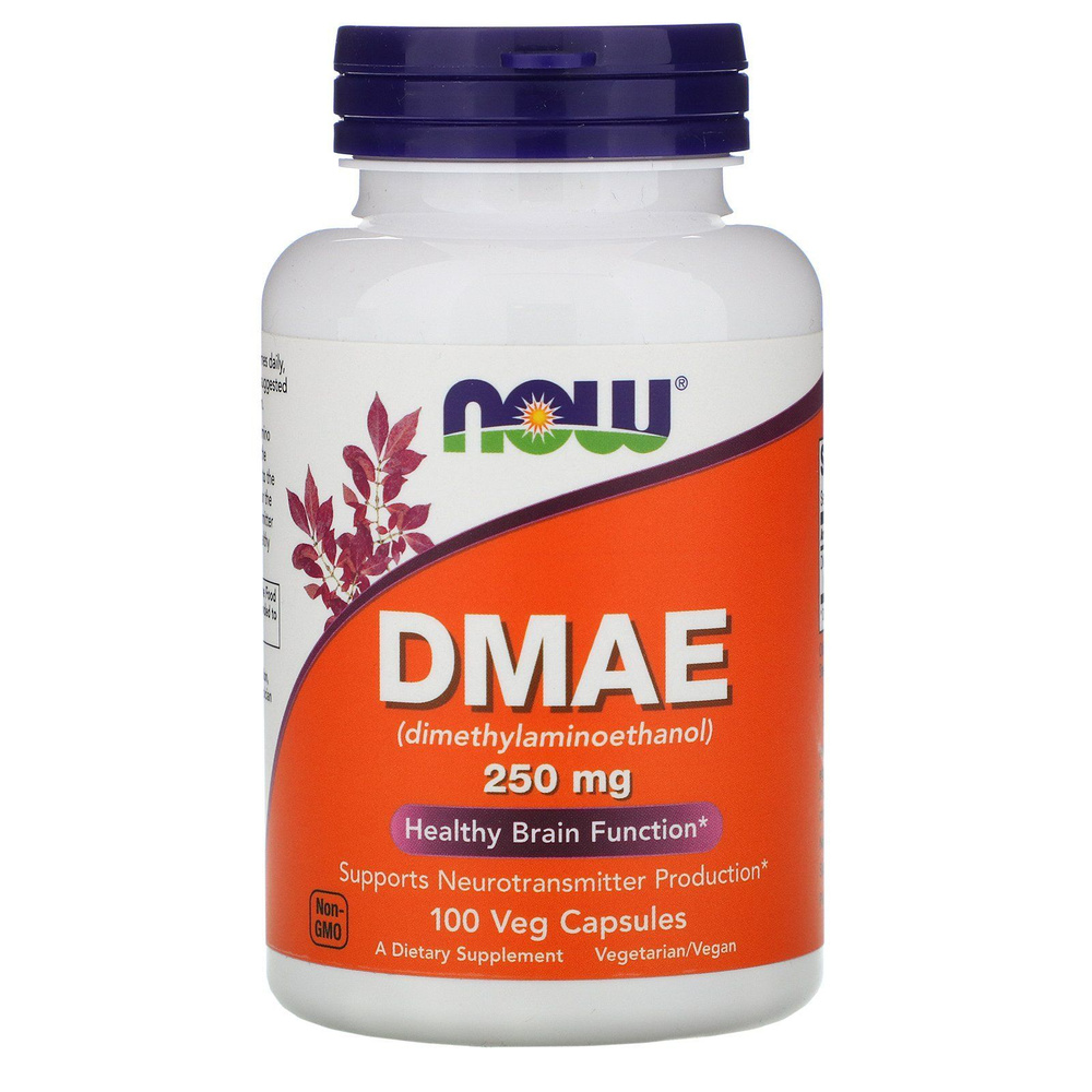 DMAE 250 mg NOW, ДМАЭ, Диметиламиноэтанол NOW 250 мг 100 растительных капсул  #1