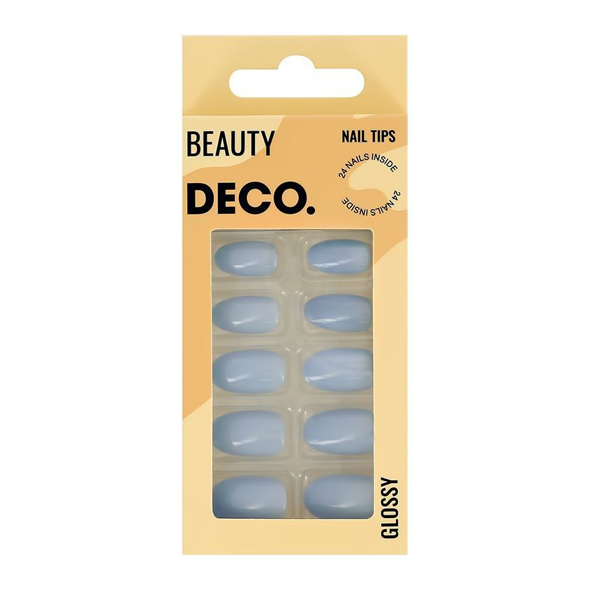 Набор накладных ногтей с клеевыми стикерами DECO. BEAUTY glossy blue chic (24 шт + клеевые стикеры 24 #1