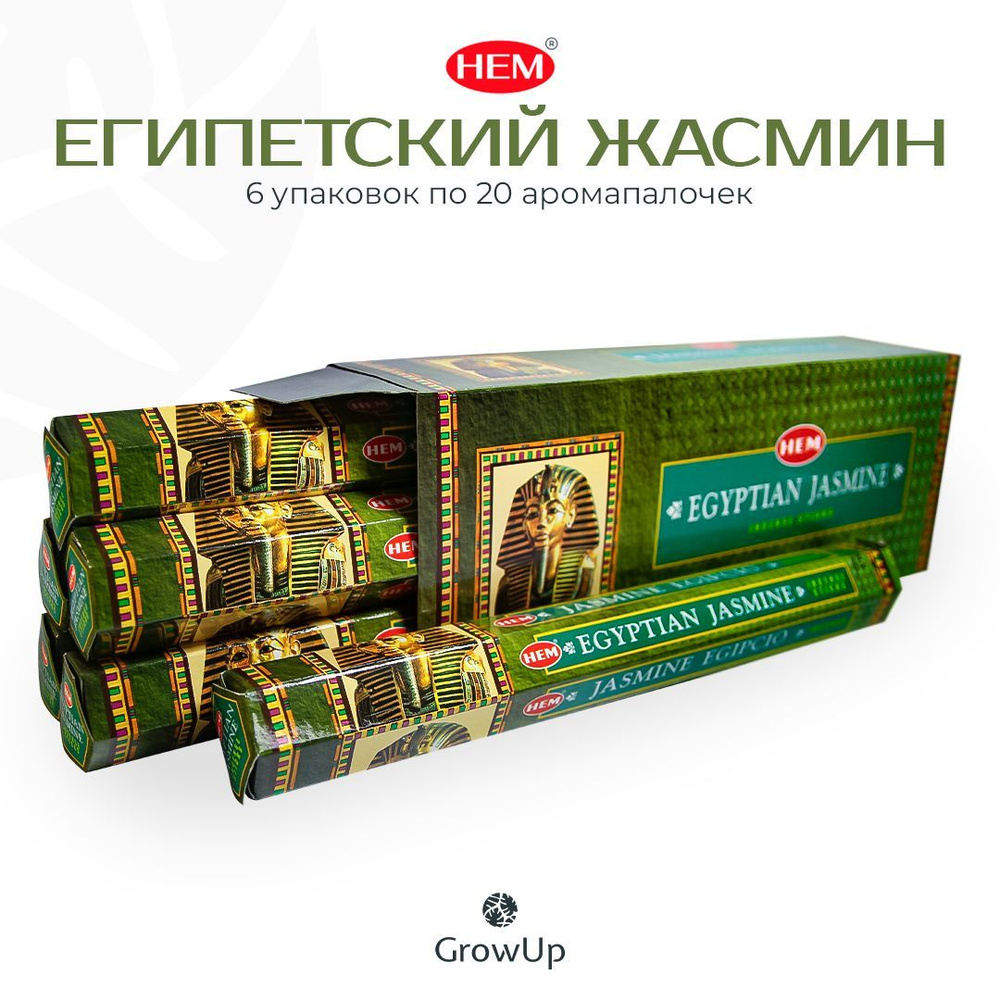 HEM Египетский Жасмин - 6 упаковок по 20 шт - ароматические благовония, палочки, Egyptian Jasmine - Hexa #1