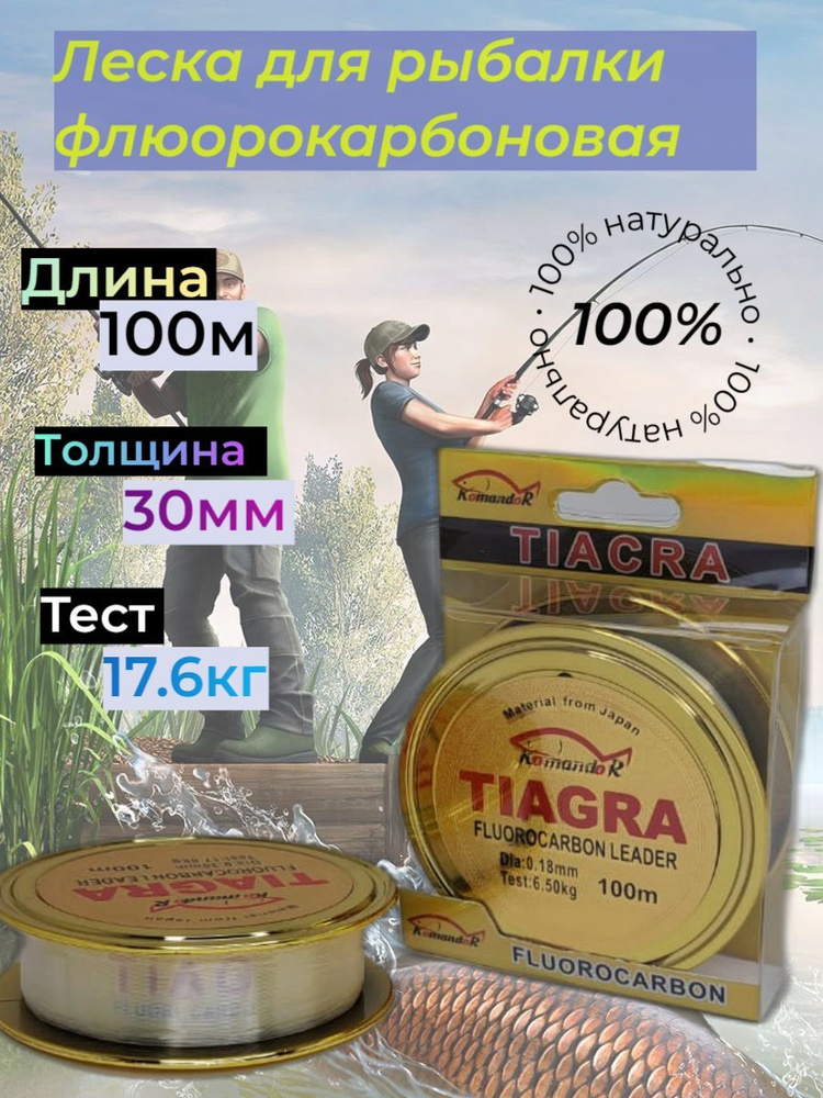 Komandor Флюорокарбоновая леска для рыбалки, размотка: 100 м, толщина: 0.30 мм  #1