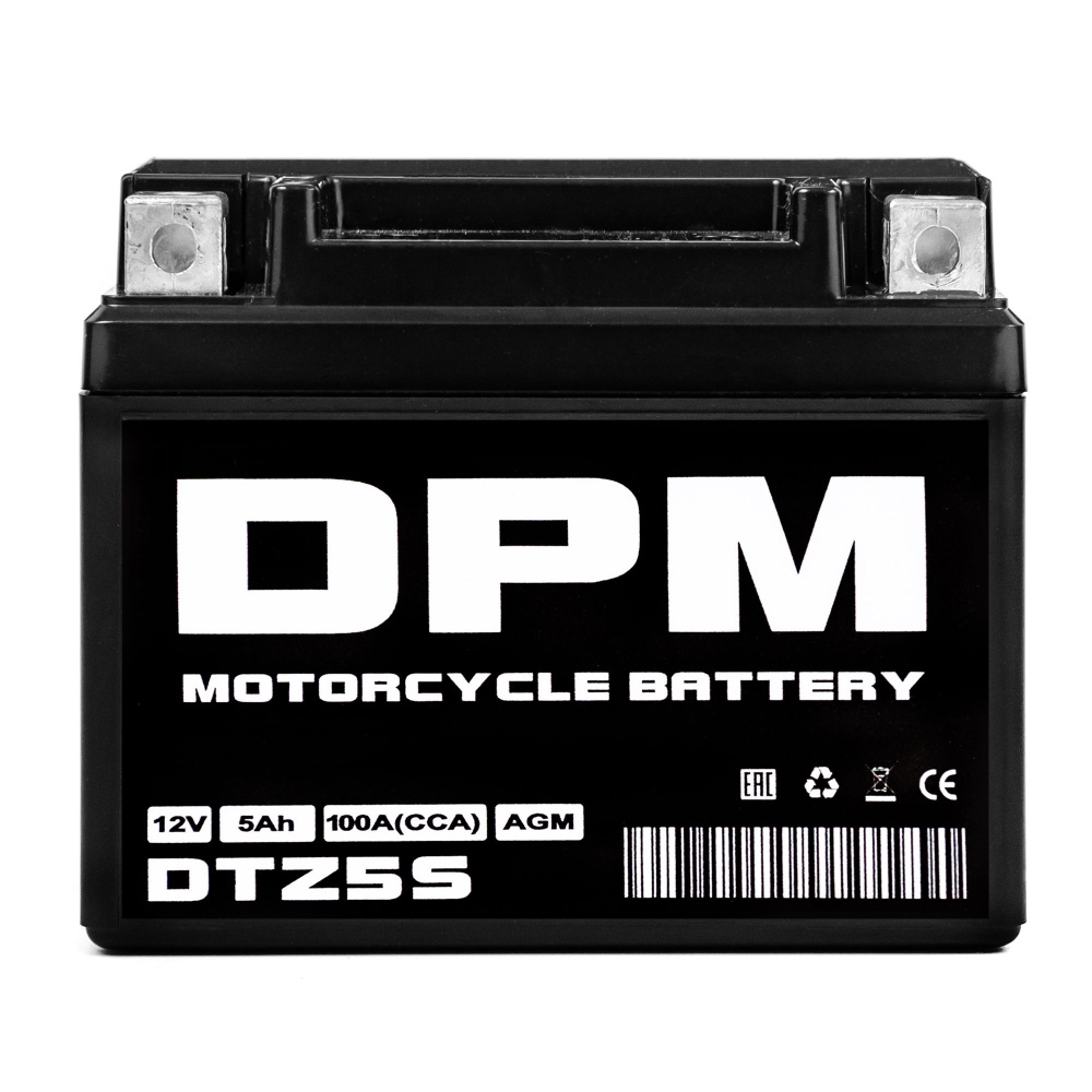 Мото Аккумулятор DPM 12В 5 А/ч (CT1205.2,YTX4L-BS,YTZ5S)для мопеда, скутера,мотоцикла,ИБП 12V 5Ah  #1