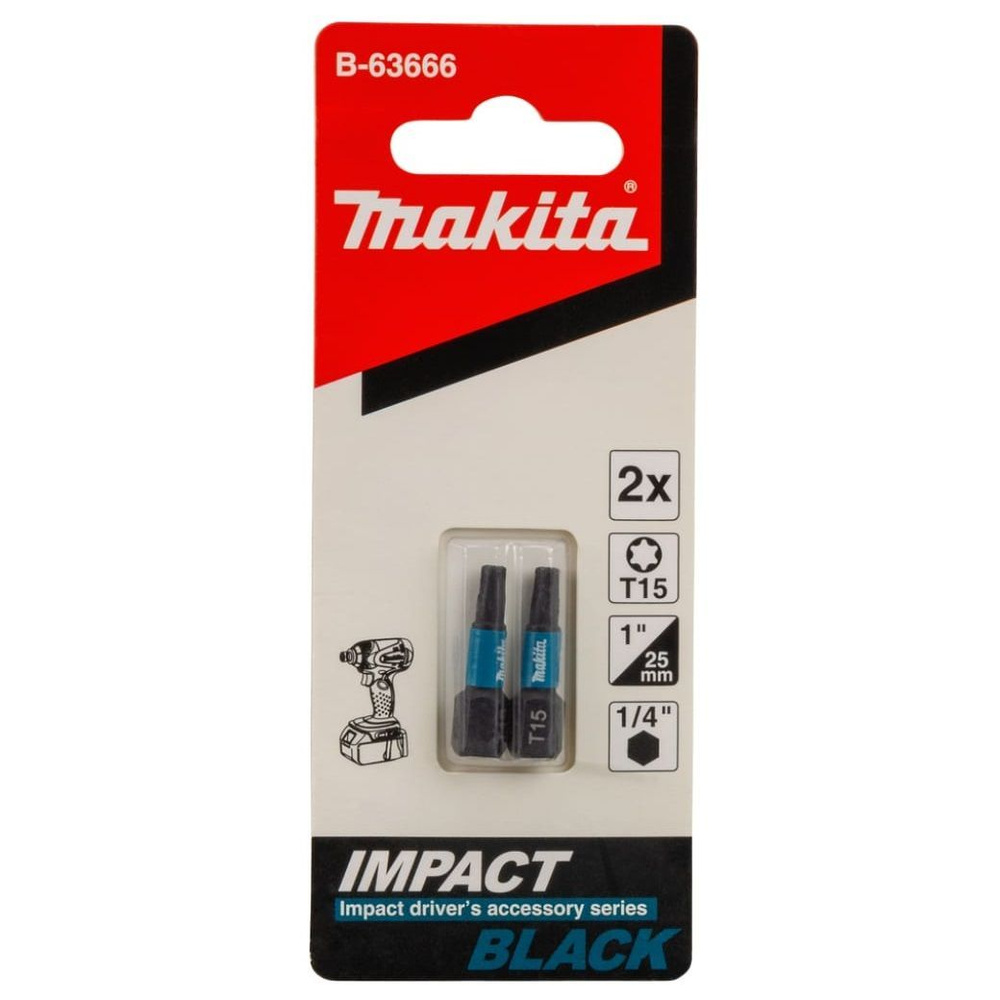 Бита Impact Black T15, 25 мм, C-form, 2 шт. Makita (B-63666) #1