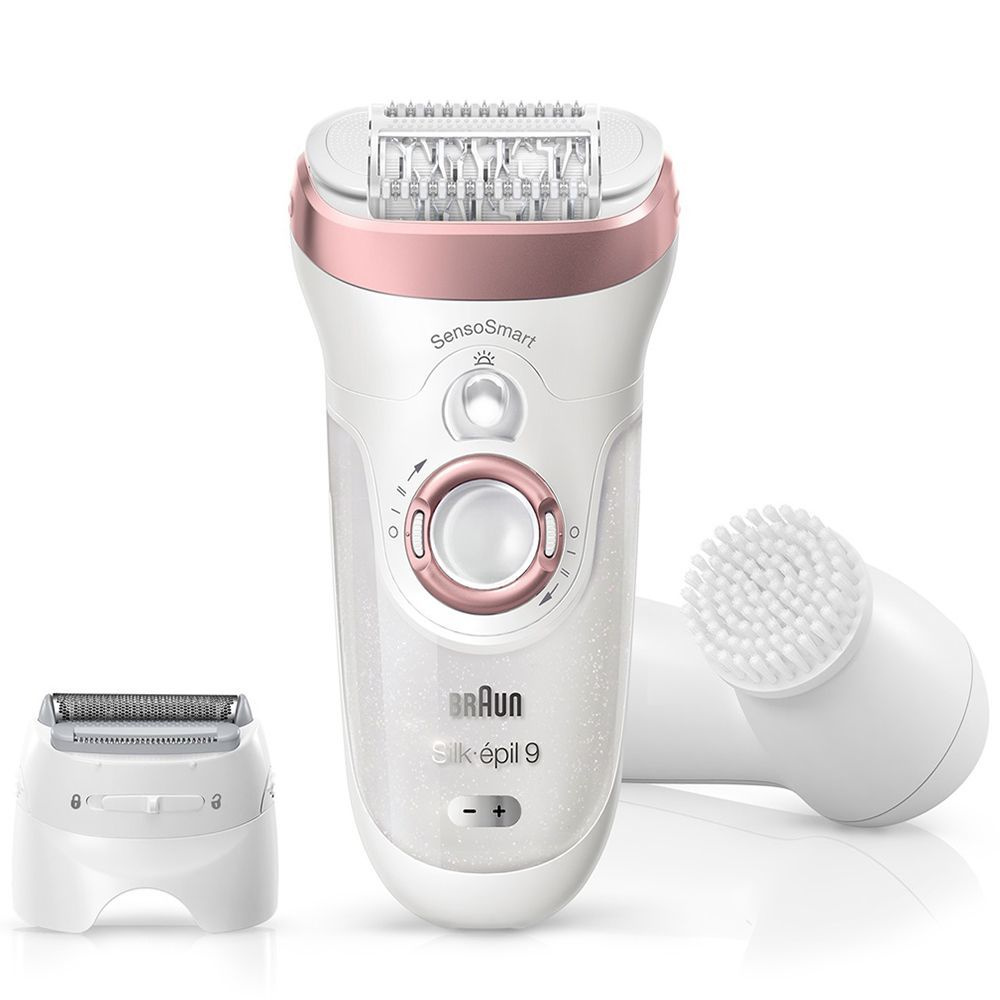 Эпилятор женский Braun SE9880, 2 скорости, технологии Micro-grip и Wet&Dry, 40 пинцетов, 4 насадки  #1