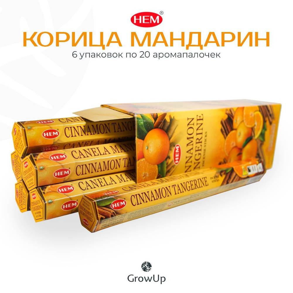 HEM Корица Мандарин - 6 упаковок по 20 шт - ароматические благовония, палочки, Cinnamon Tangerine - Hexa #1