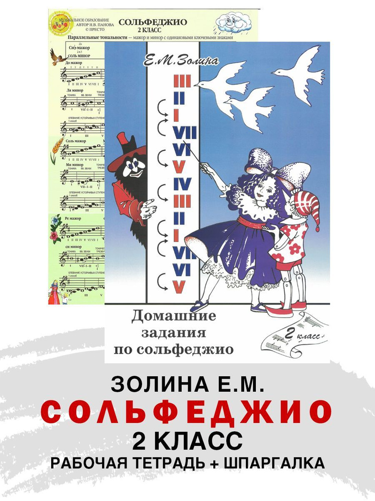 Домашнее задание по сольфеджио. 2 класс (Золина Е.) + Справочный лист (Панова Н.) | Золина Е. М., Панова #1