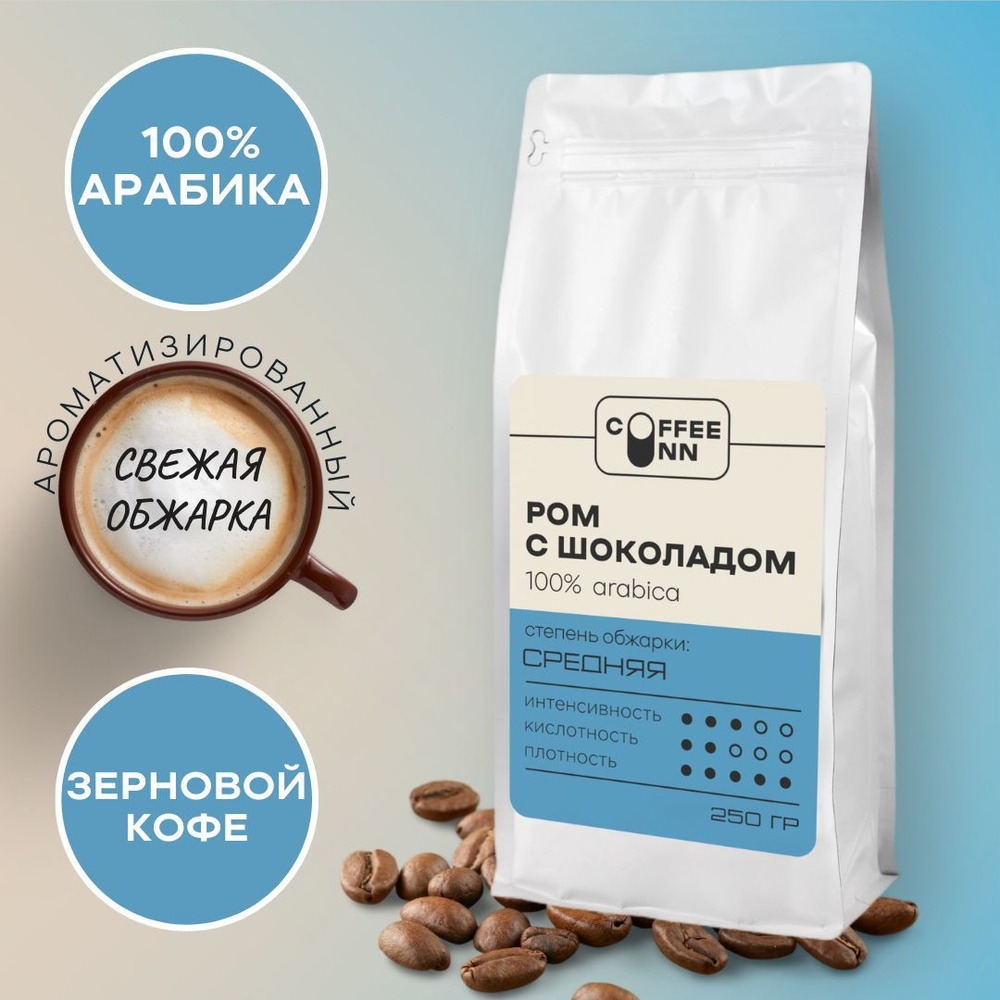 Кофе в зернах 250 гр РОМ С ШОКОЛАДОМ 100% арабика свежая обжарка СOFFEE INN Arabica/ароматизированный/бразилия #1