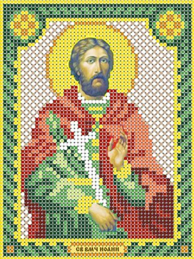 Схема для вышивания бисером (без бисера), именная икона "Святой Великомученик Иоанн Сочаевский " 12х16 #1