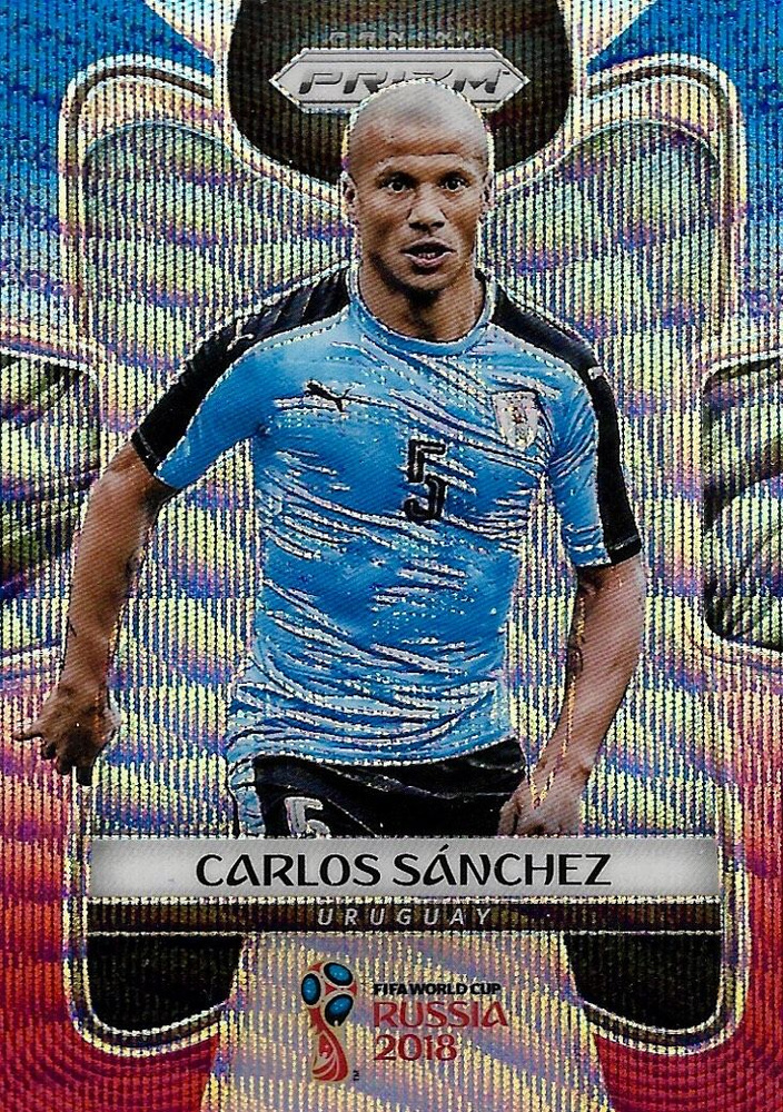 Коллекционная карточка Panini Prizm FIFA World Cup Russia 2018 - #210 Carlos Sanchez - Blue Red Wave #1