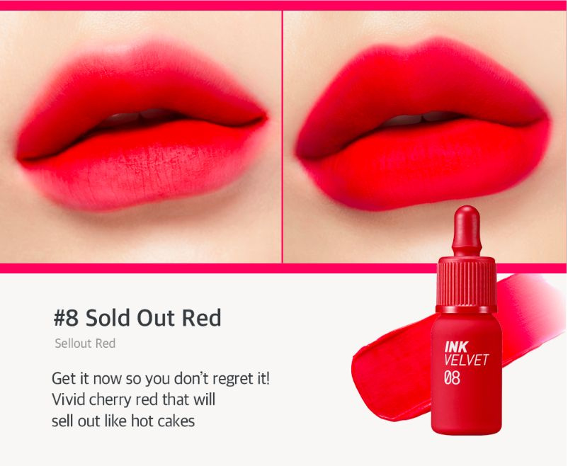 Peripera Ink Velvet Tint №08 Sellout Red Матовая помада-тинт с красным оттенком, 4гр  #1