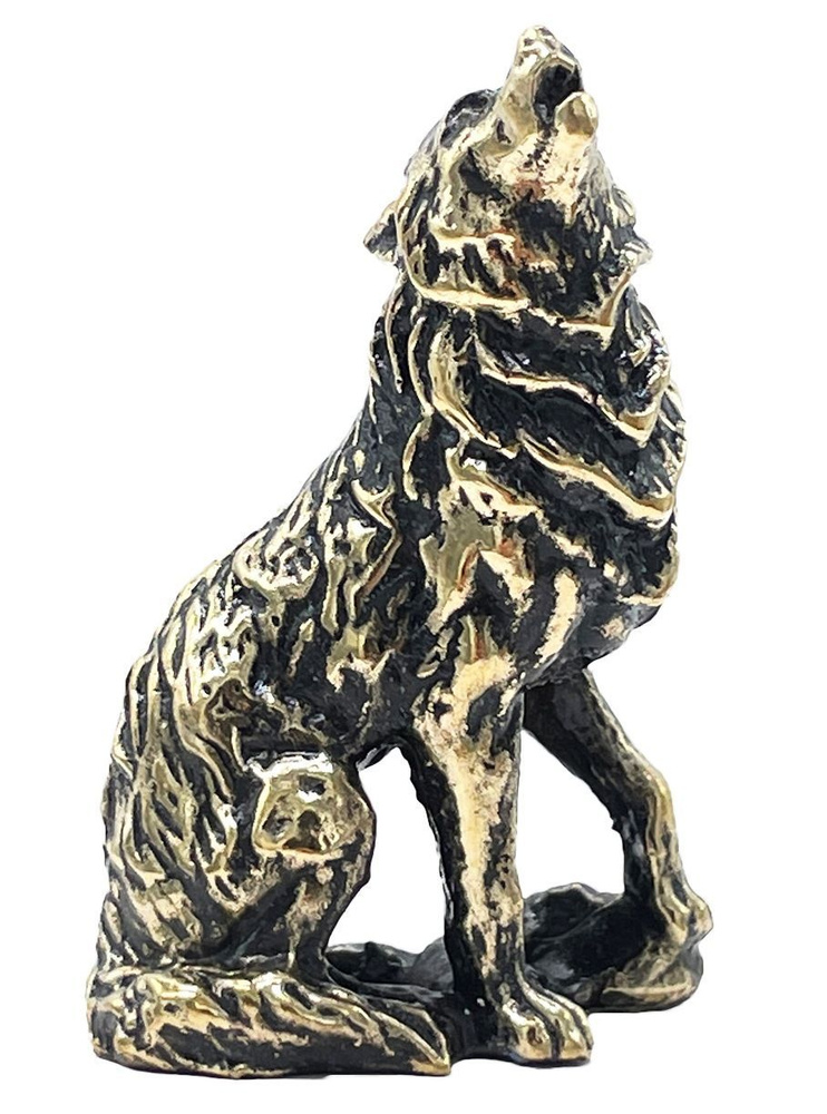 Статуэтка Волк 5 см воющий бронза #1
