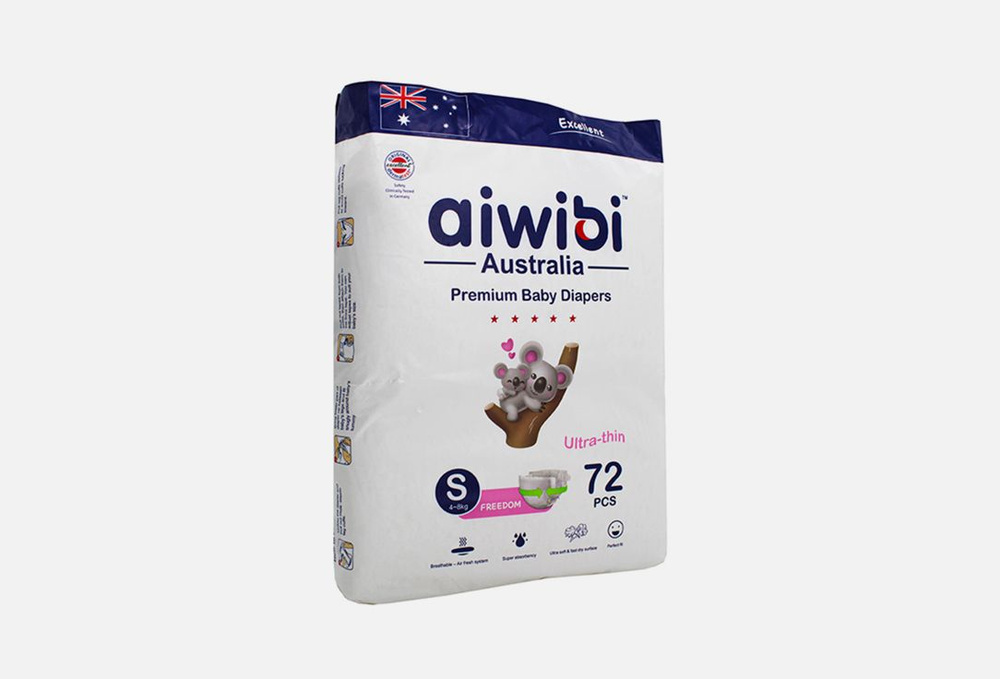 Подгузники 4-8кг / Aiwibi Australia, Premium S / 72мл #1