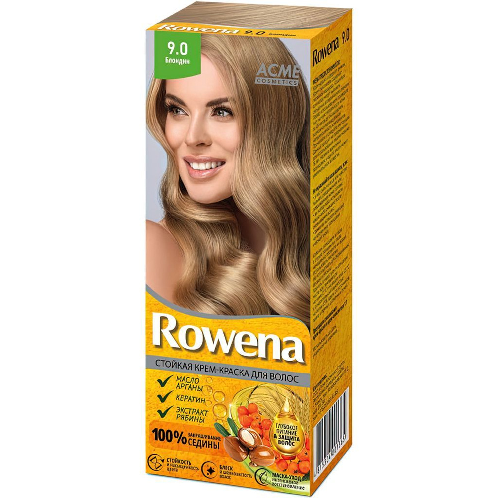 ACME COSMETICS ROWENA Стойкая Крем-Краска для волос, тон 9.0, Блондин  #1