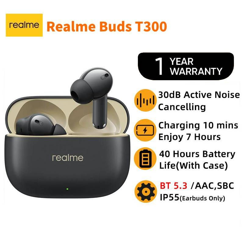 Беспроводные наушники Realme Buds T300 с активным шумоподавлением 30dB Bluetooth 5.3 TWS 40 - часовой #1