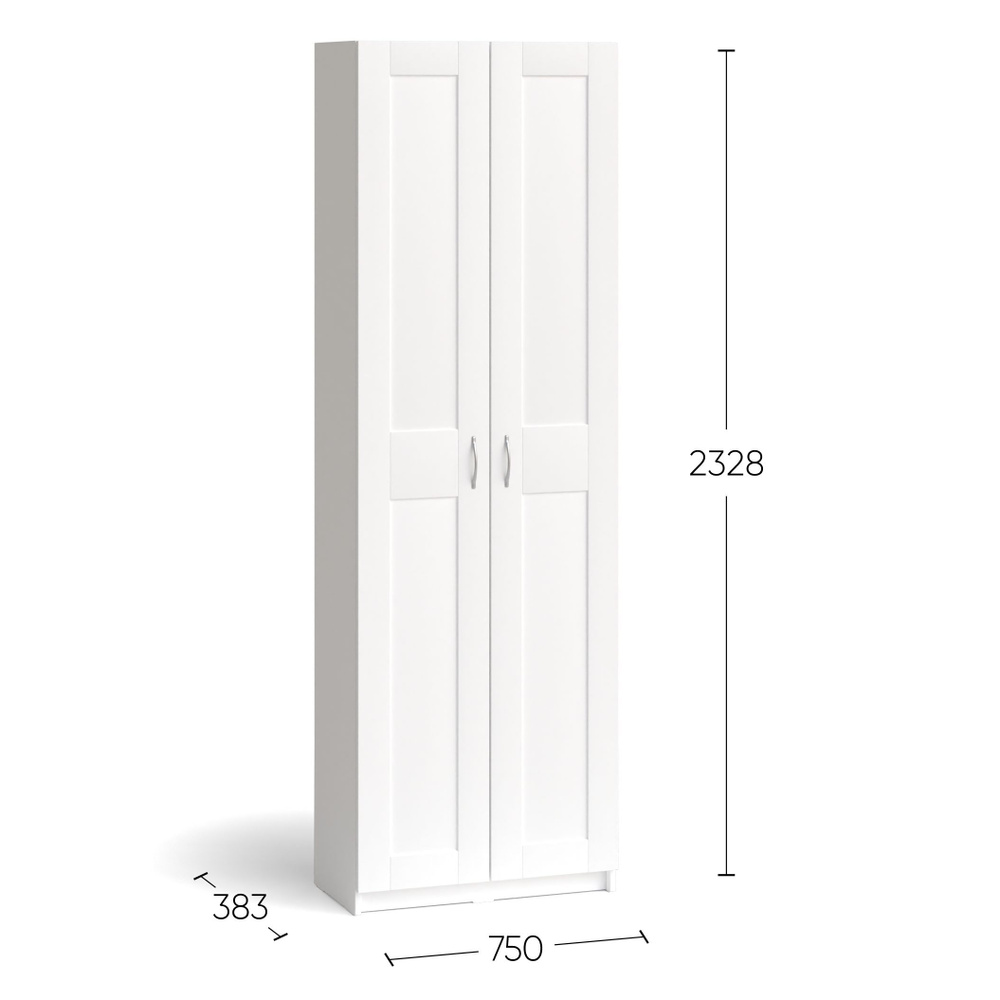 Шкаф Макс, 2 двери, 75х38х233 см, белый, ШВЕДСКИЙ СТАНДАРТ #1