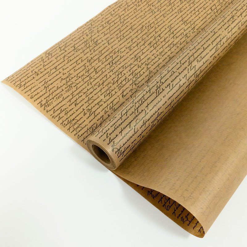 Крафт-бумага упаковочная с дизайном "Рукопись" в рулоне, размером 0,72х10 метров  #1