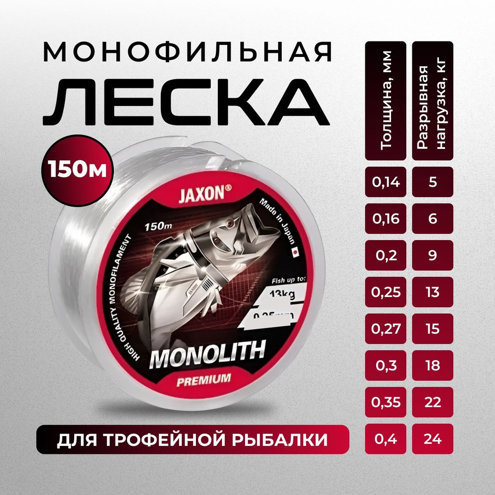 Леска рыболовная Jaxon Monolith premium 0.35 150m #1