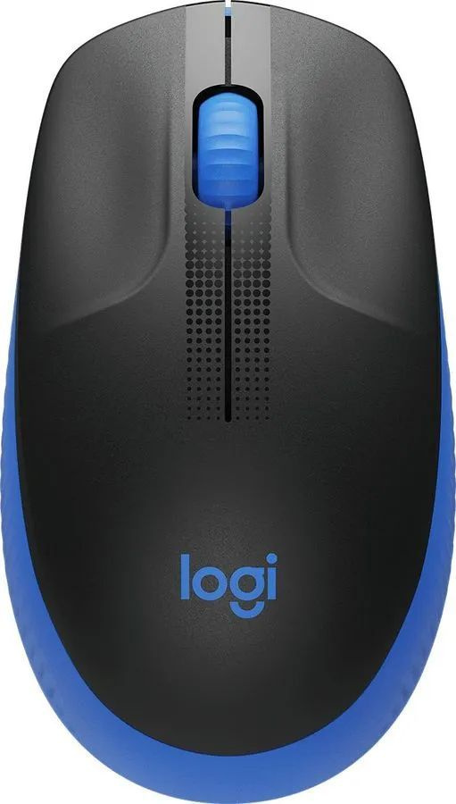 Logitech Мышь беспроводная M190 мышка, черный, синий #1