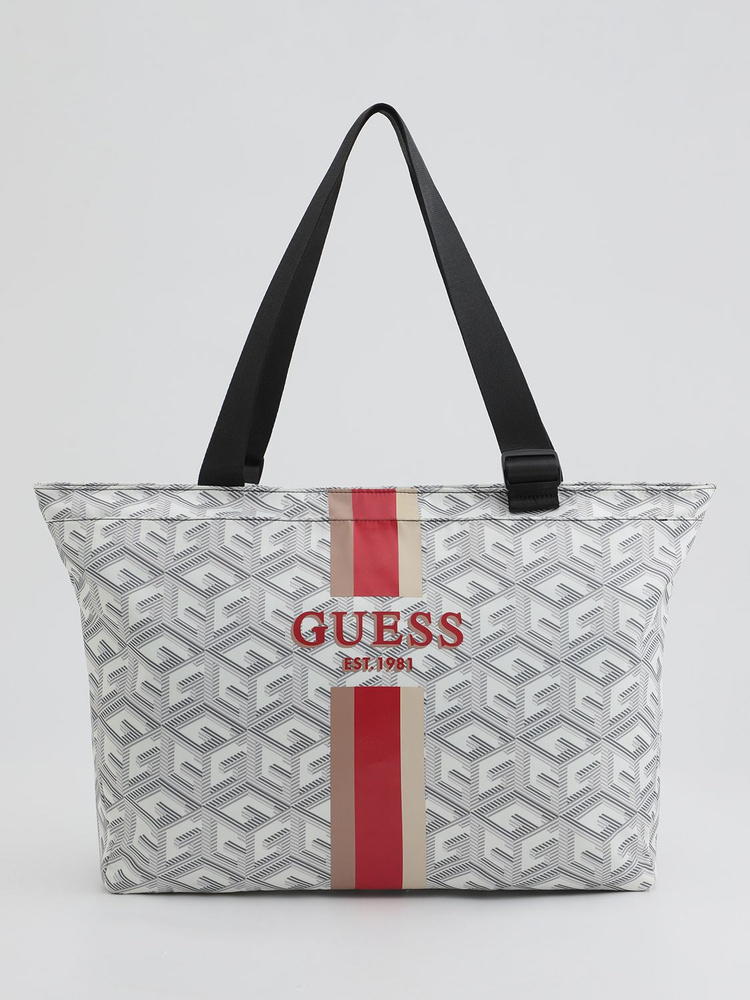 Сумка на плечо женская GUESS Tote Bag, V3YZ06WFMM0_P9RZ, цвет: stripe g-cube gray  #1