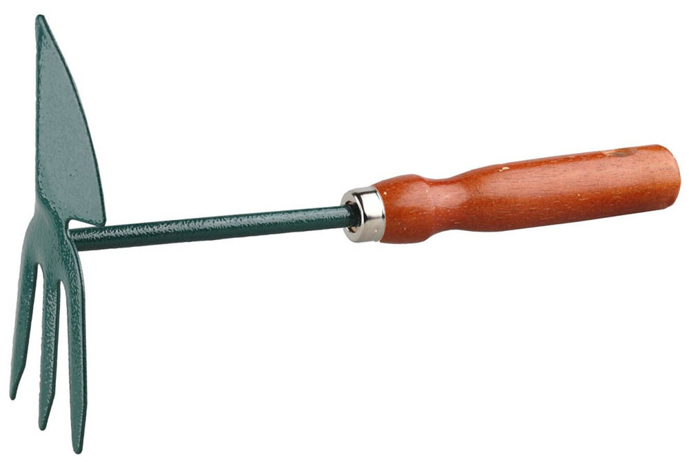 GRINDA 250 мм, 3 зубца, углеродистая сталь, деревянная ручка, сердцевидное лезвие, мотыжка садовая 8-421239_z01 #1