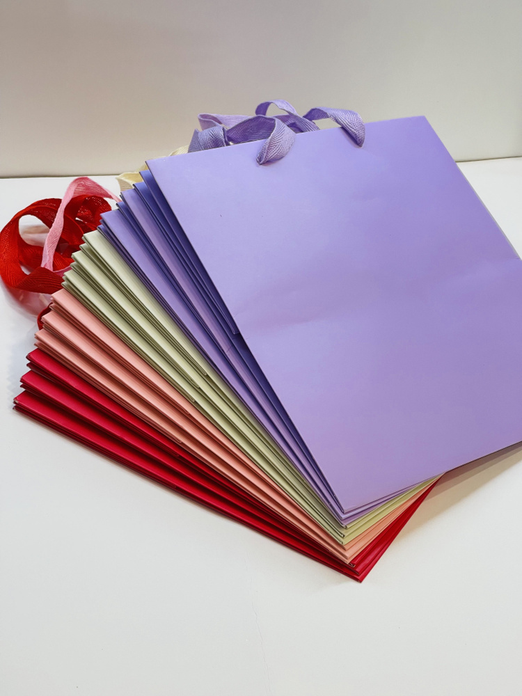 Подарочный пакет набор с красным 4 цвета Luxury квадратный 12шт. 25/25/25  #1
