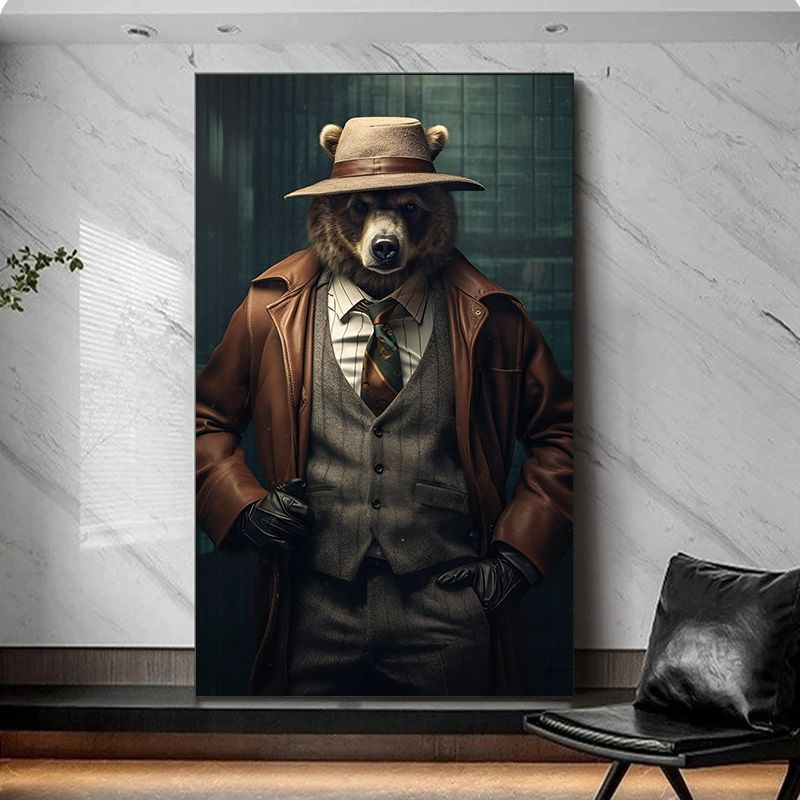Pechat vip Картина "Интерьерная на холсте Брутальный Медведь", 70 х 40 см  #1