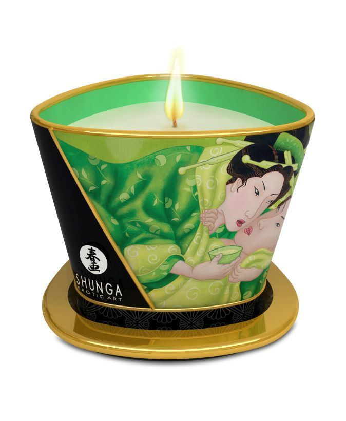 Shunga Массажное арома масло в виде свечи, Exotic Green Tea "Зеленый чай" 170 мл  #1