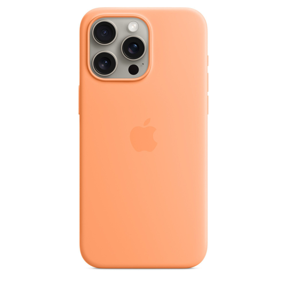 Чехол MagSafe для IPhone 15 Pro Max силиконовый / Silicone case with MagSafe на Айфон 15 Pro Max / Orange #1