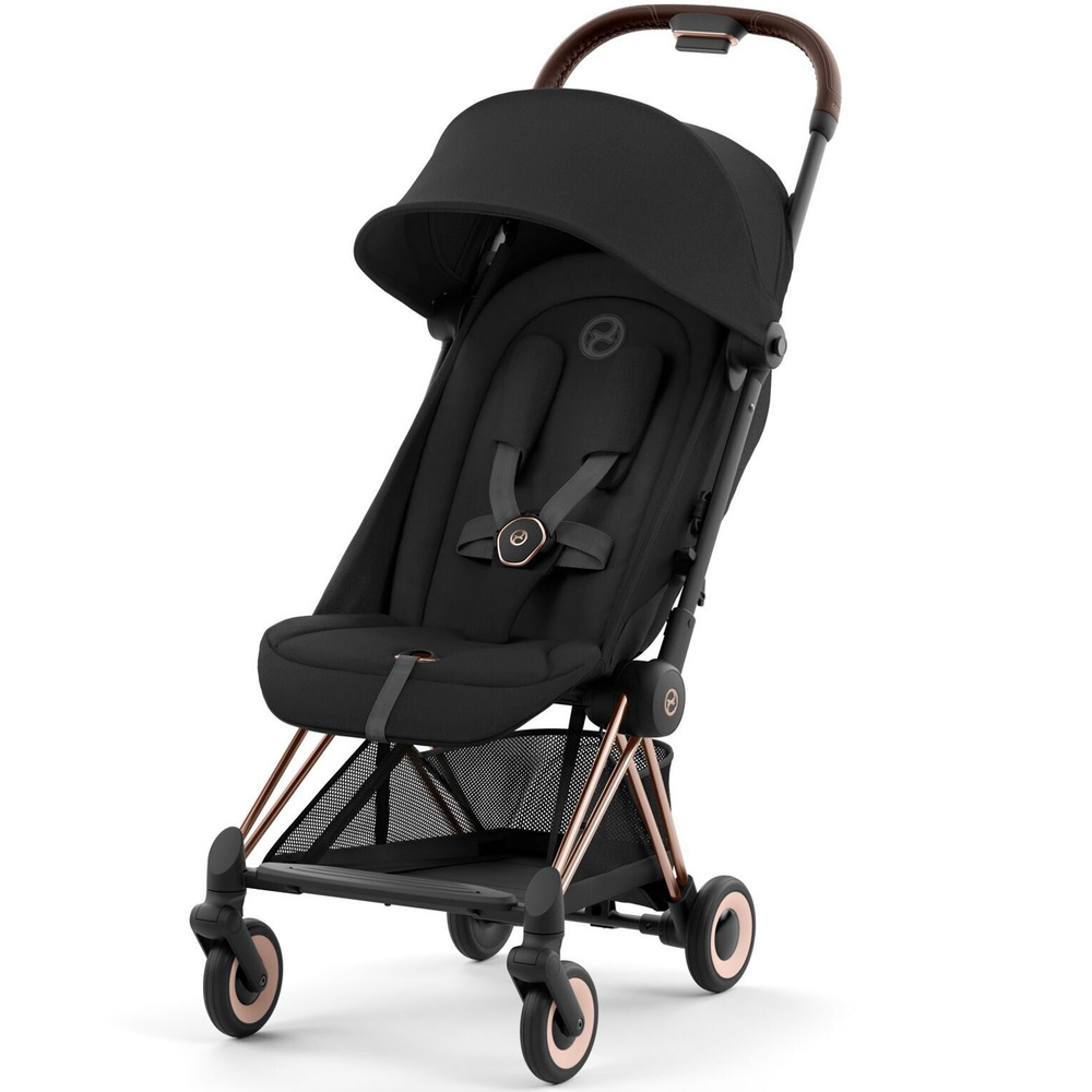 Прогулочная коляска для путешествий Cybex Coya без дождевика, цвет Sepia Black (шасси Rosegold) черный #1