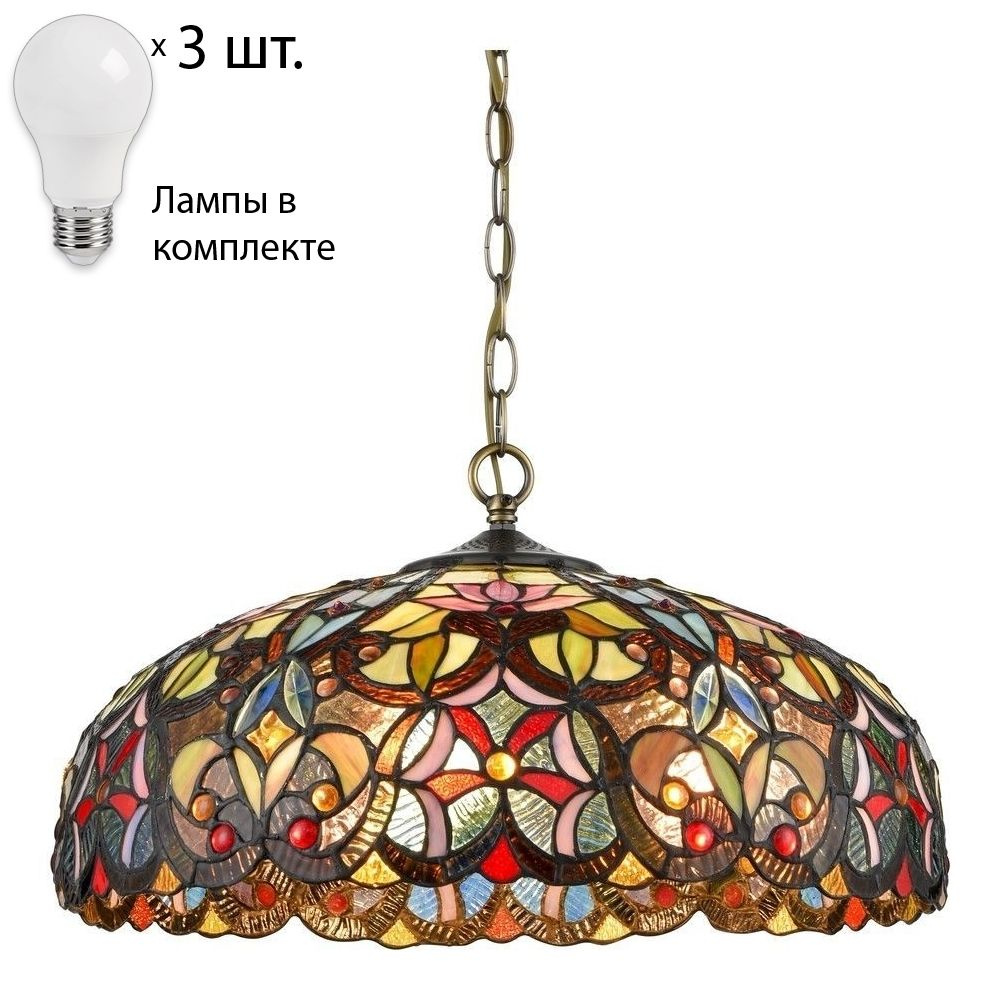 Светильник тиффани. Подвесной светильник с лампочками Velante 825-806-03+Lamp  #1