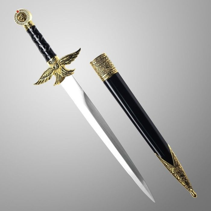 Сувенирное оружие кортик ножны металл золотой орел в виде упора рукояти огранка на ножнах 39 см  #1