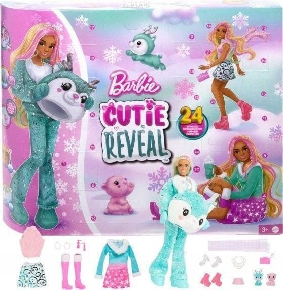 Адвент-календарь Barbie Cutie Reveal с куклой и 24 сюрпризами HJX76 #1