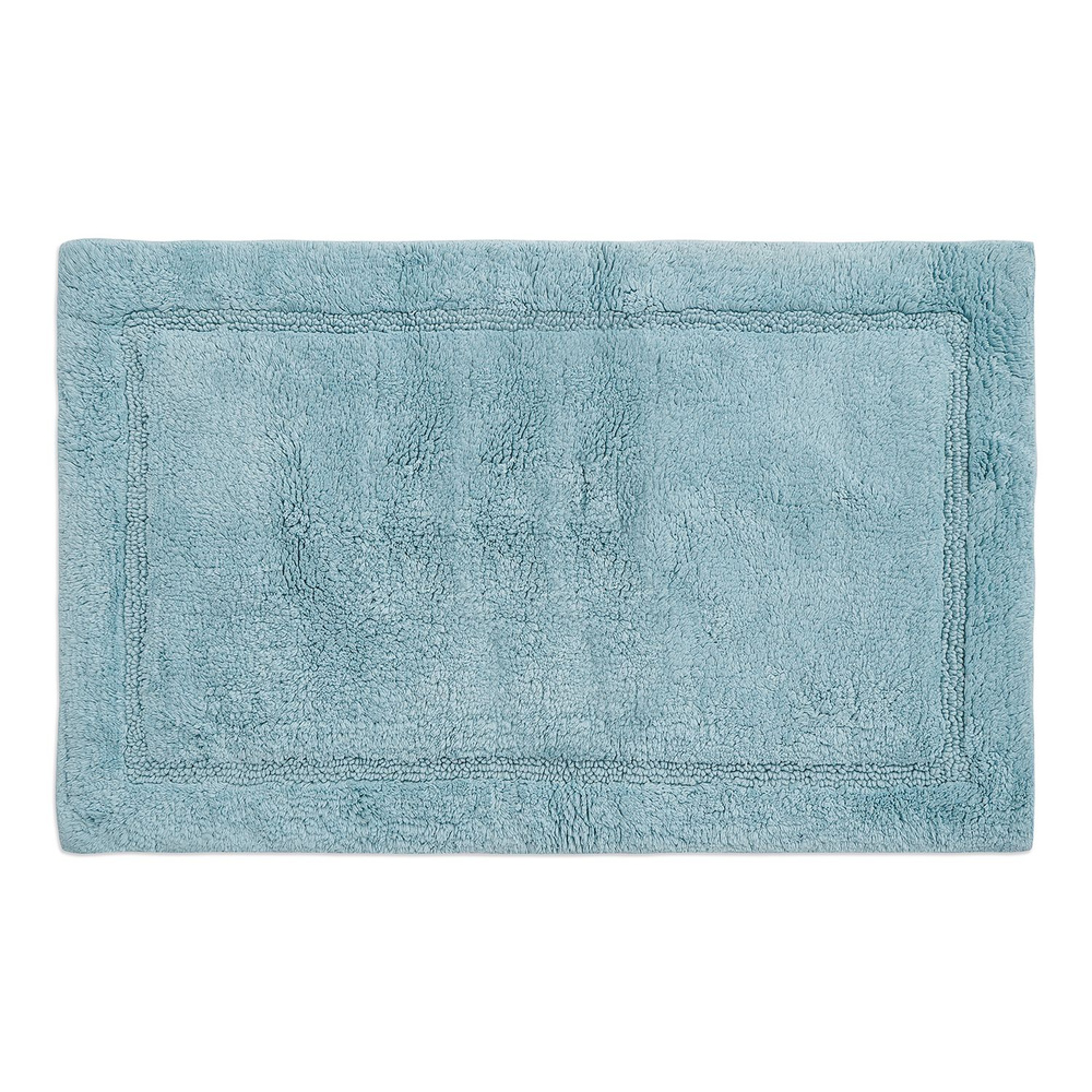 Коврик для ванной 50х80 см ворсовый хлопковый мягкий голубого цвета из коллекции Essential  #1