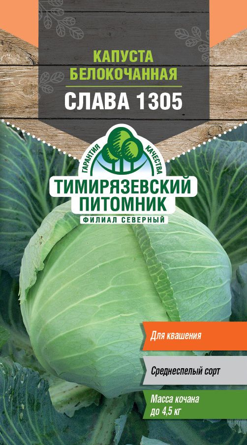 Семена Тимирязевский питомник капуста б/к Слава 1305 средняя 0,5г  #1