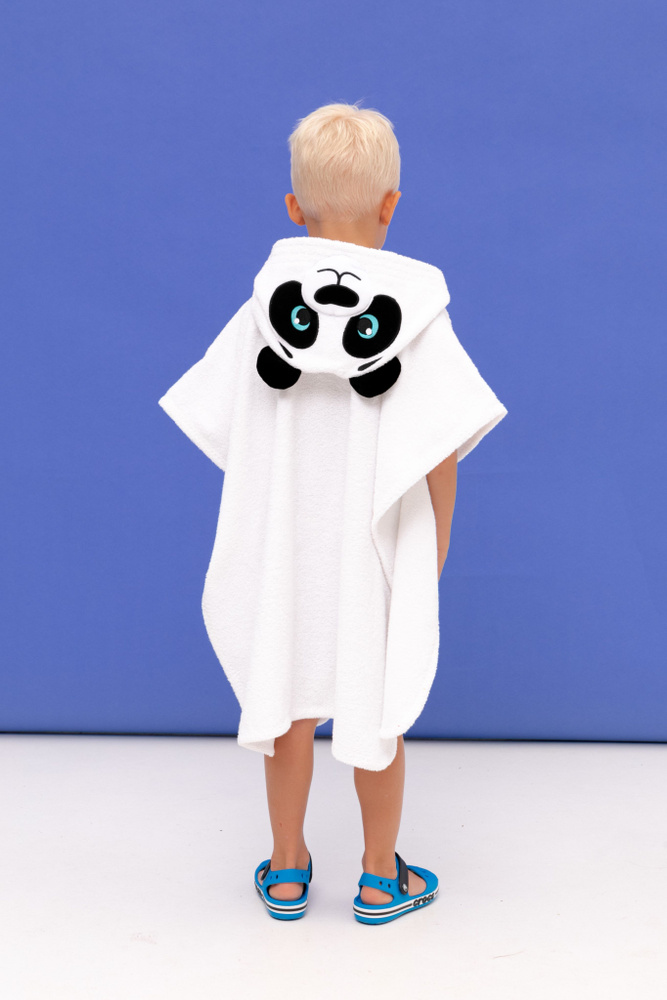 Полотенце пончо с капюшоном, Fluffy-Bunny, модель "Панда ПО" Белый  #1