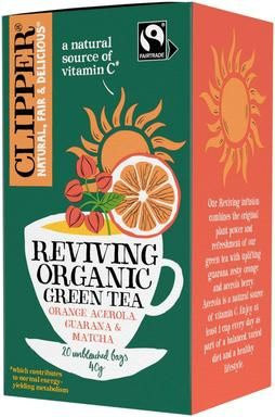 Чай зеленый Clipper Reviving Organic Green Tea апельсин, гуарана и матча 20 пакетиков 40 г (Финляндия) #1