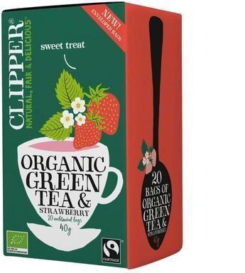 Чай зеленый Clipper Organic Green Tea & Strawberry клубника 20 пакетиков 40 г (Финляндия)  #1