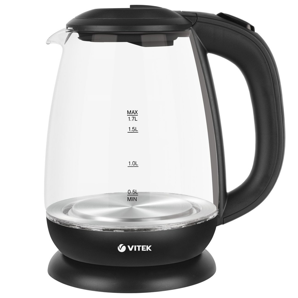 VITEK Электрический чайник VT-7058, прозрачный, черный #1