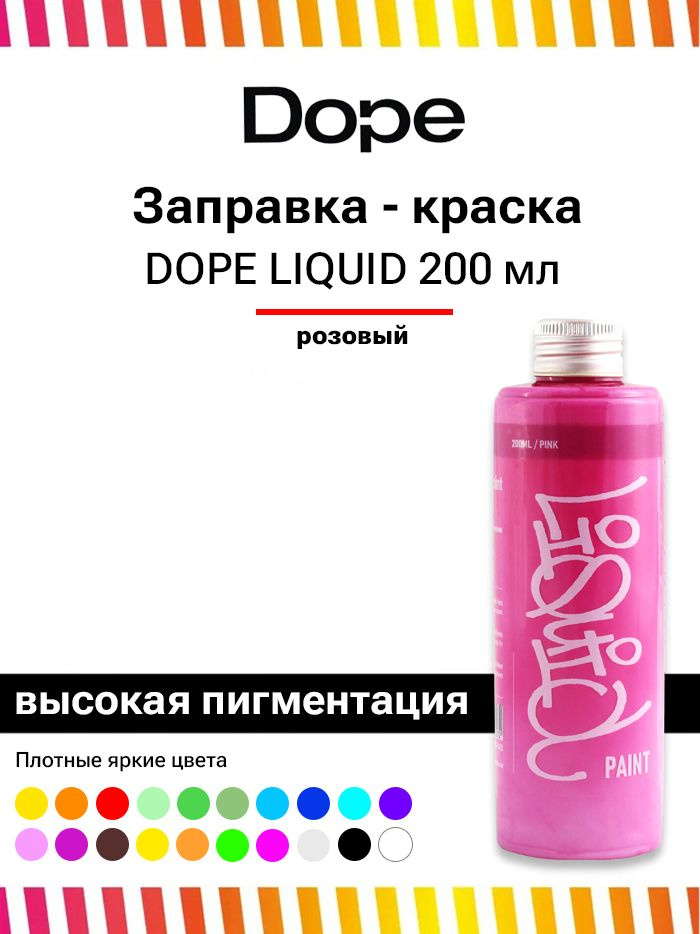 Заправка для маркеров и сквизеров граффити Dope Liquid paint 200мл розовая  #1