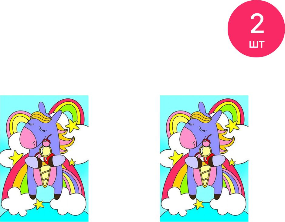 Картина по номерам для детей LORI / Лори Радужный единорожка, на картоне с красками и кисточкой / набор #1
