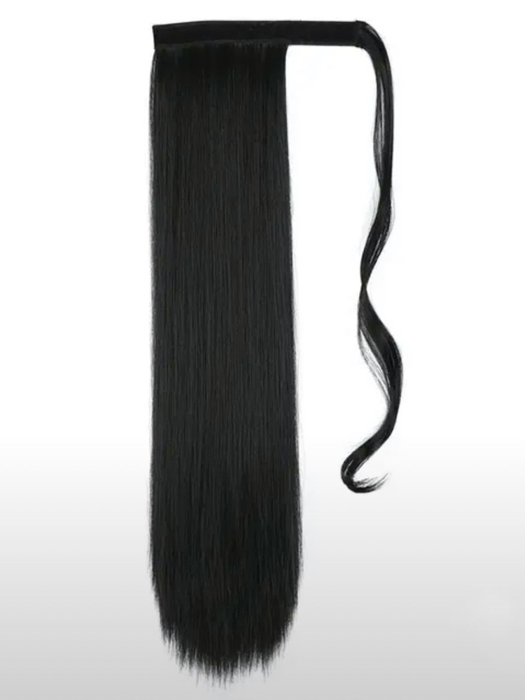 Шиньон накладной хвост для волос черный коричневый 50 см  #1