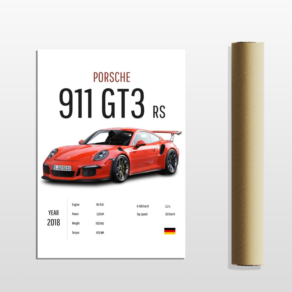 Интерьерный постер PORSCHE 911 GT3 RS / Порш #1