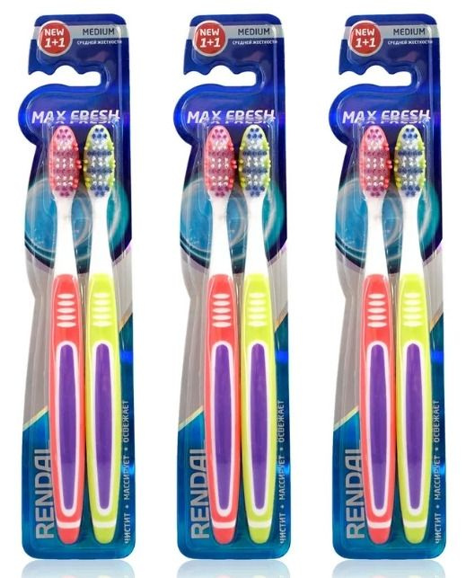 Rendal Зубная щетка Max Fresh, 1+1, средней жесткости, 3 уп #1