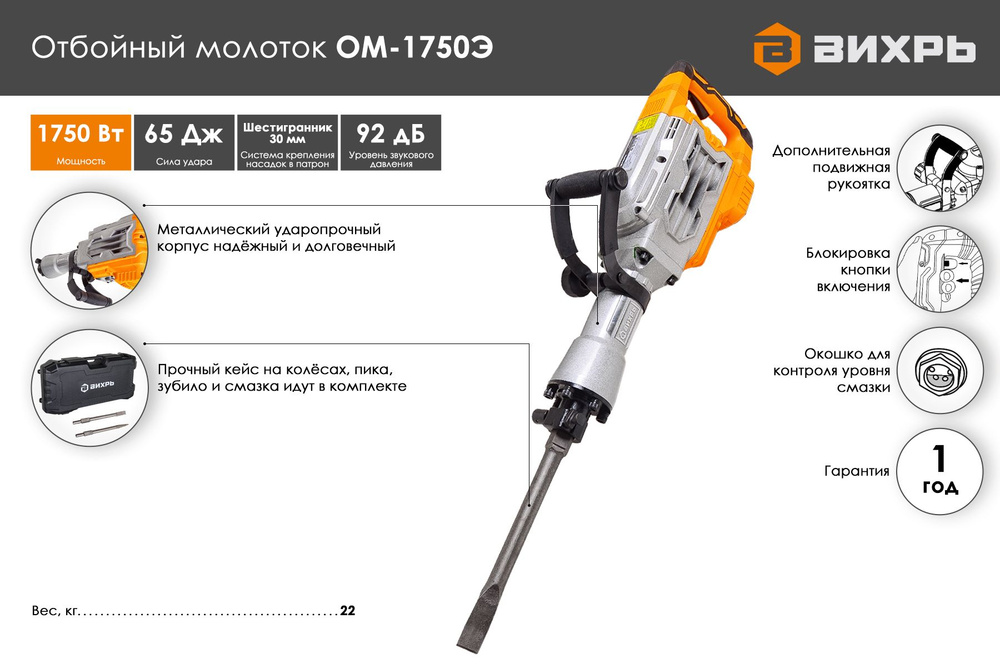 Отбойный молоток Ресанта 1750 Вт 2200 уд/мин От сети купить по выгодной ...