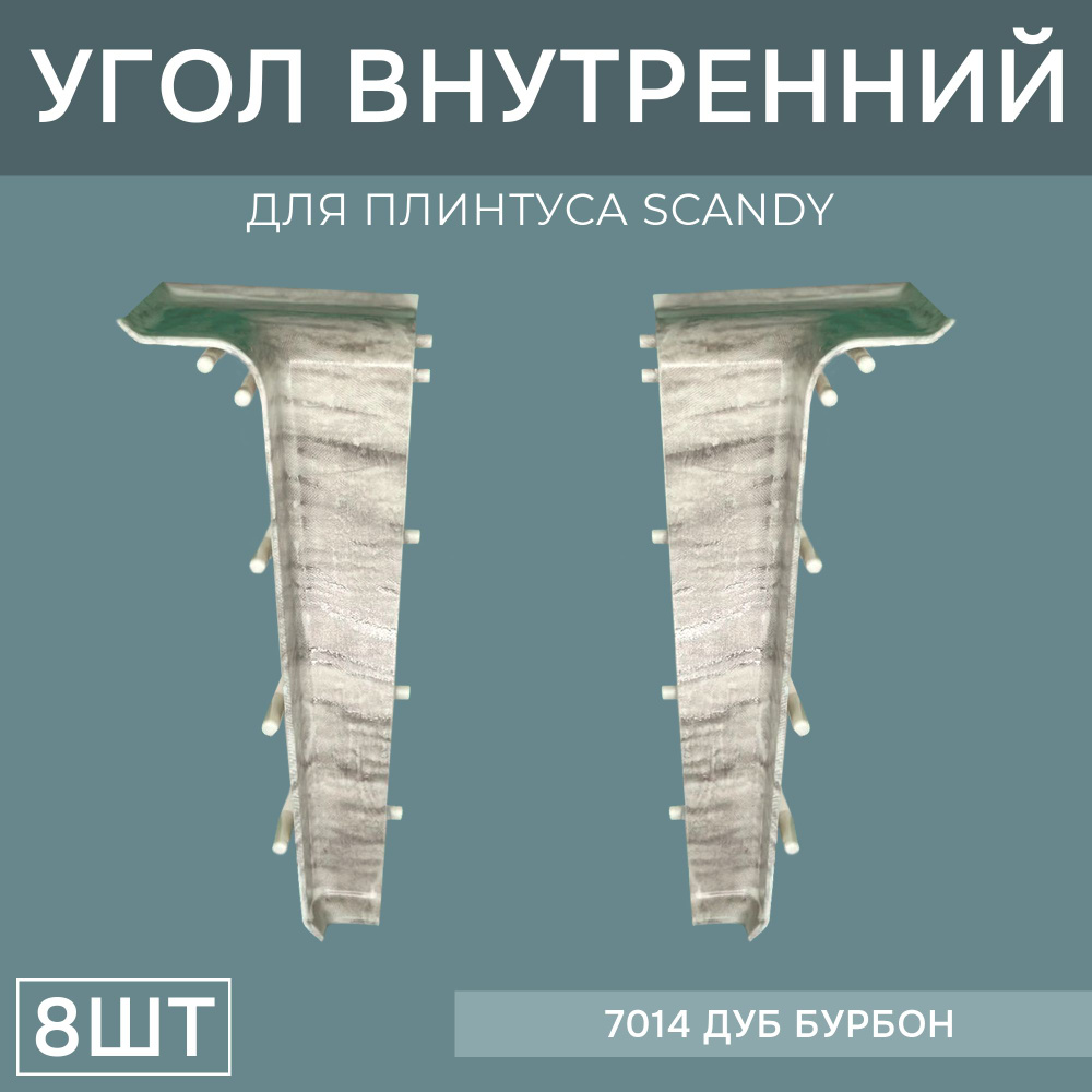 Внутренний угол 72мм для напольного плинтуса Scandy 4 блистера по 2 шт, цвет: Дуб Бурбон  #1