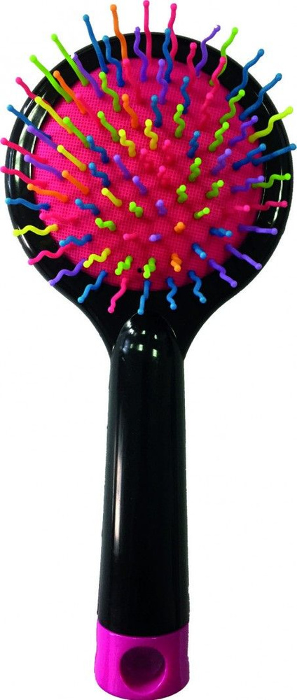 Iron Style Расческа для волос массажная, круглая с зеркалом, разноцветные зубчики, 20 см  #1
