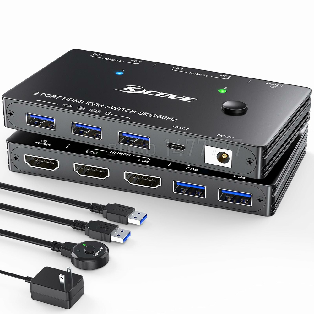 KVM-переключатель года Kceve USB 3.0 KVM-переключатель HDMI 8K @ 60 Гц ...