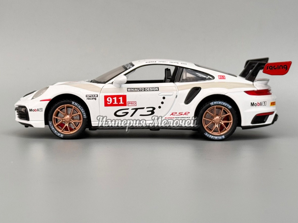 Металлическая инерционная машинка Porsche 911 GT 3 Порше 911 GT 3 в масштабе 1:32(бело-красный)  #1