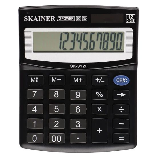Калькулятор настольный, 12 разрядов, питание двойное, 124*100*32 мм, 1 шт. в заказе  #1