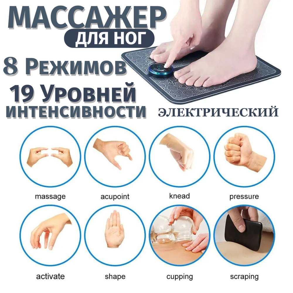 Массажный электрический коврик, для ног, массажер EMS Foot Massager для физиотерапии 8 режимов  #1