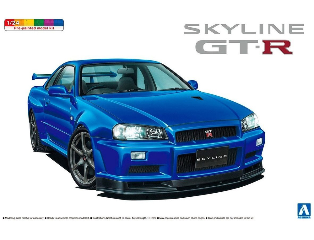 Сборная модель Nissan Skyline BNR34 GT-R V-spec 00 Bayside Blue #1